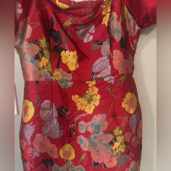 Lulus so stunning mini jacquard floral puff sleeve holiday party wedding dress - Picture 11 of 11